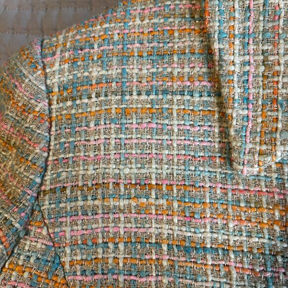 Élana by Tanner Beige Plaid Silk Rayon Blazer Jacket Women’s 12 Career Classic - Picture 10 of 16